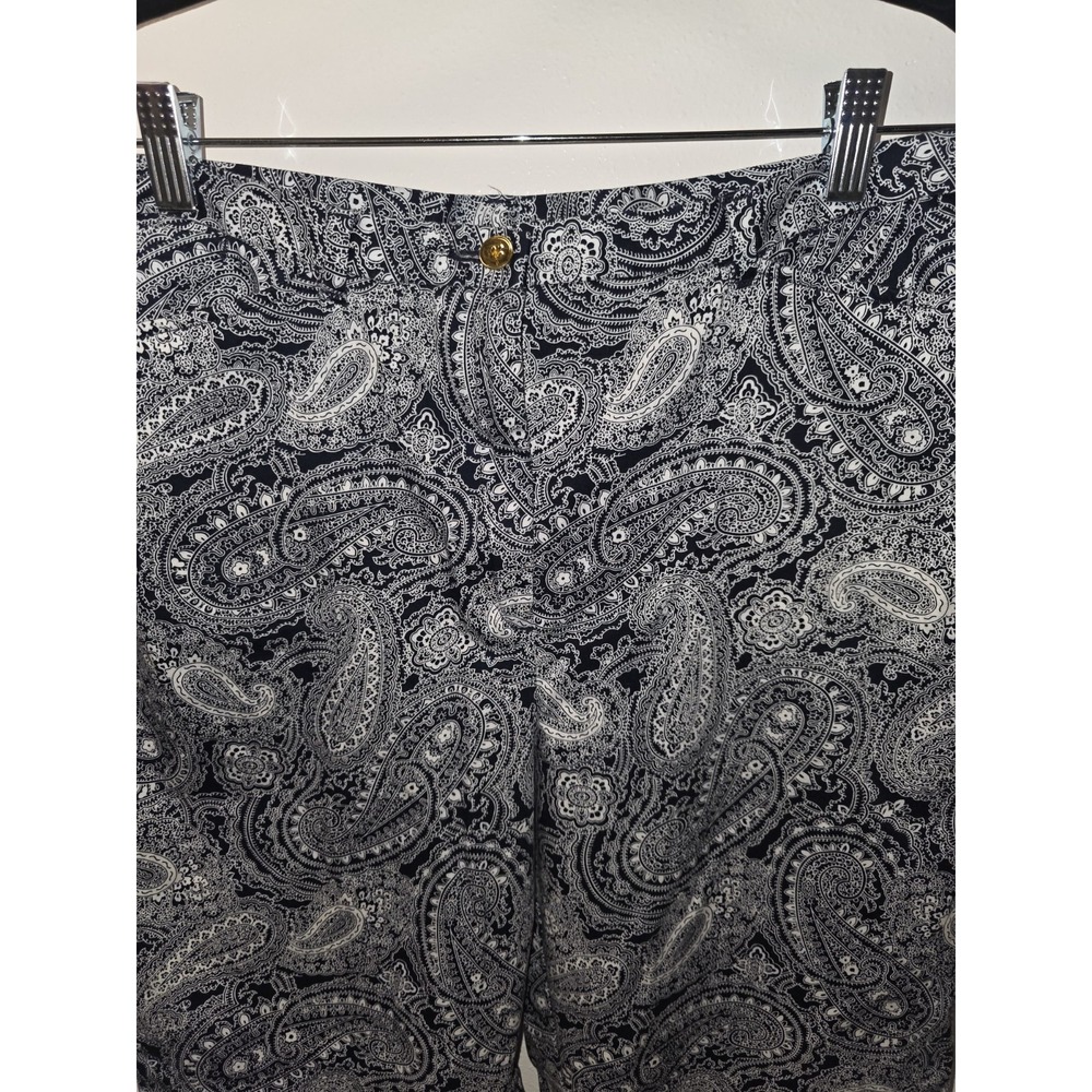 Lauren Ralph Lauren Women's Paisley‎ Print Capri Pants Size 14 Navy White - Picture 2 of 7
